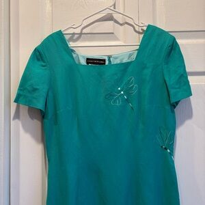 Vintage NWT Donna Morgan Blue Dragonfly Maxi/Ankle Length Dress - Size 12